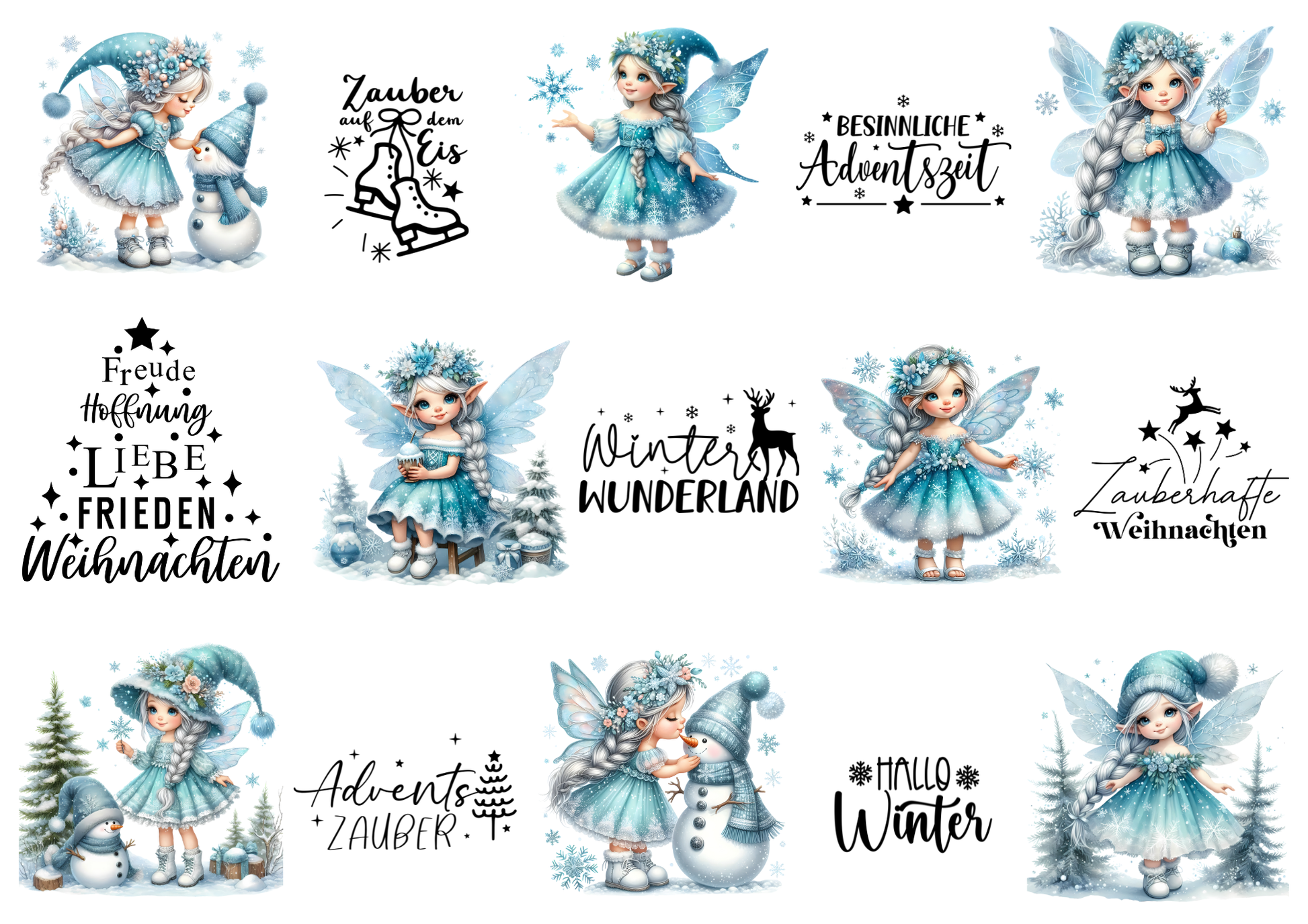 Rub on Din A4 Feen Winter