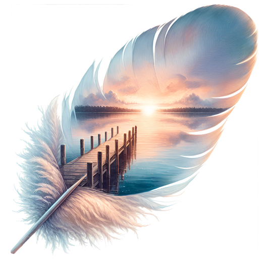 Bügelbild Sonnenaufgang Feder