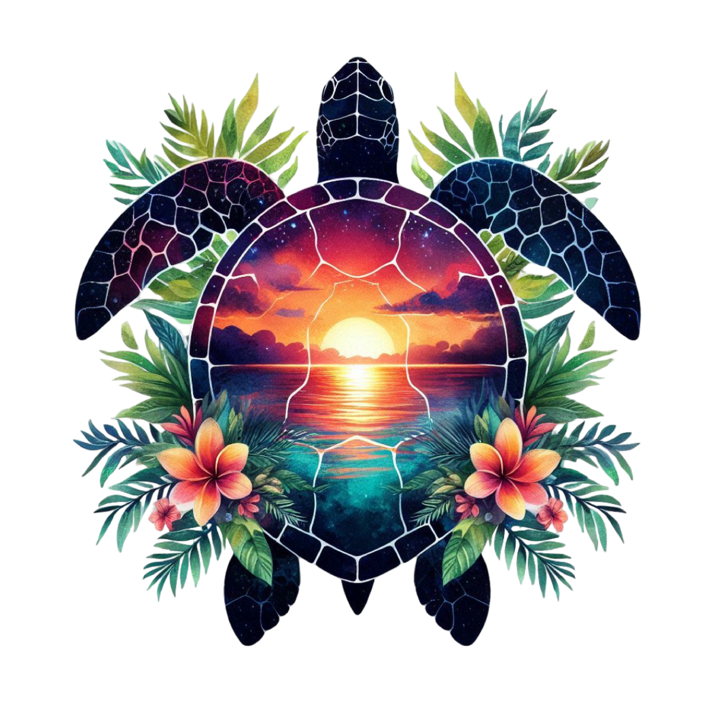 Bügelbild  Sonnenuntergang Schildkröte #3