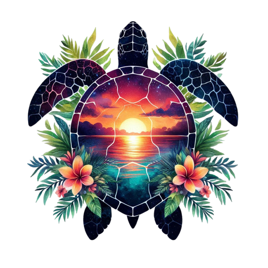 Bügelbild  Sonnenuntergang Schildkröte #3