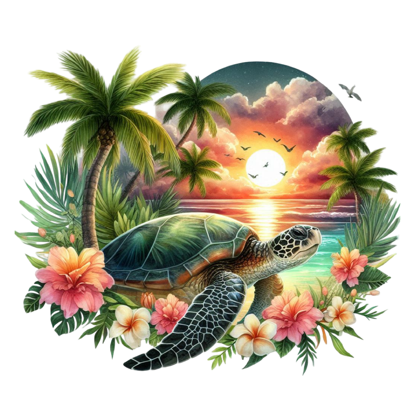 Bügelbild  Sonnenuntergang Schildkröte #4