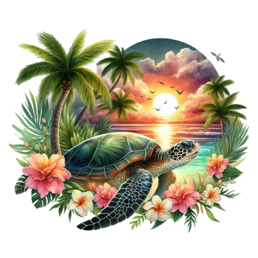 Bügelbild  Sonnenuntergang Schildkröte #4