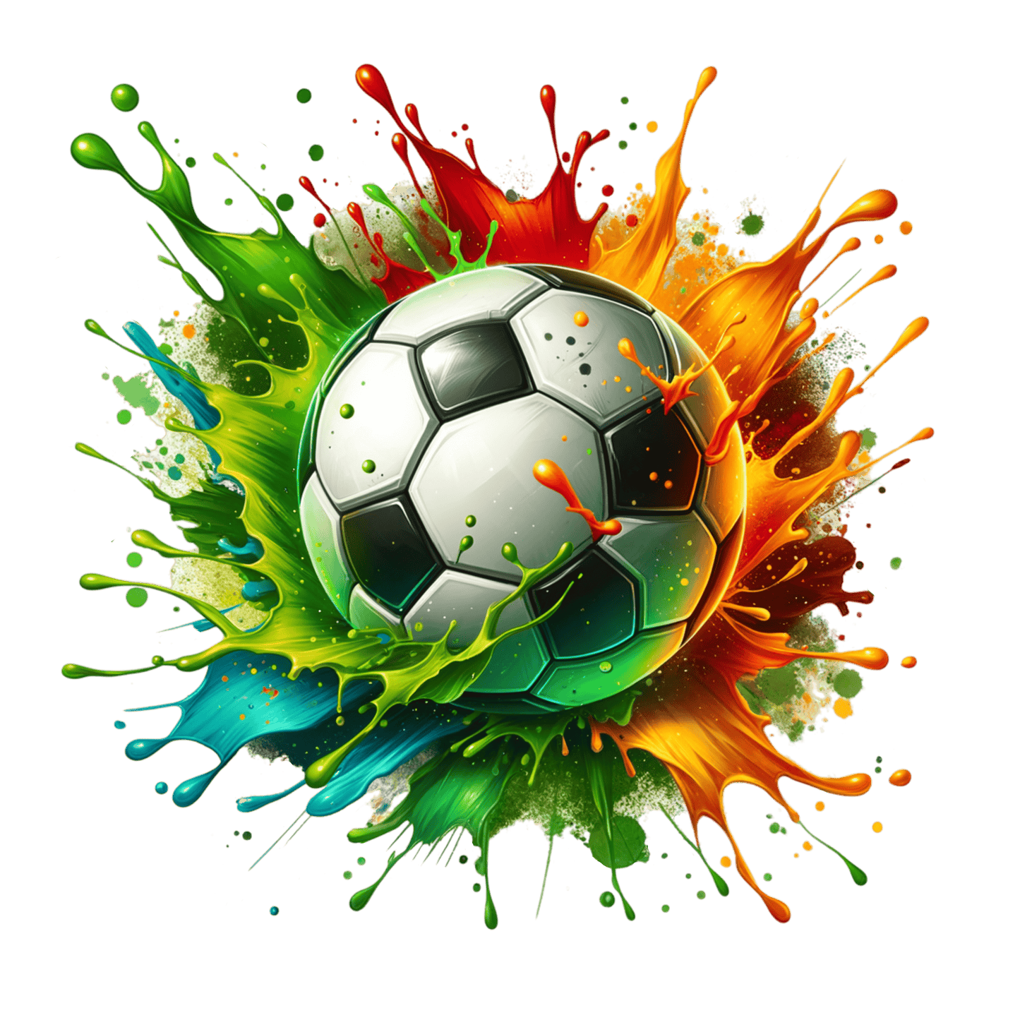 Bügelbild Splash Fussball bunt