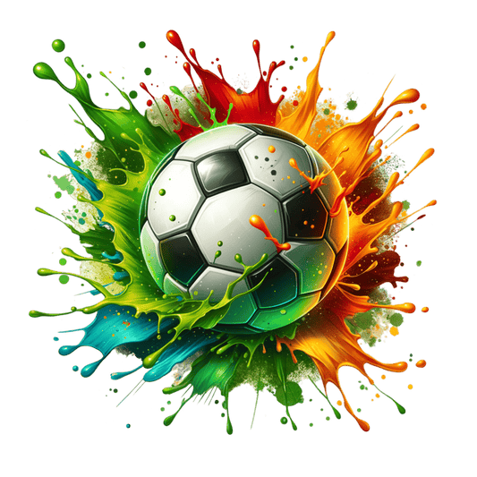 Bügelbild Splash Fussball bunt