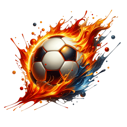Bügelbild Splash Fussball Feuer