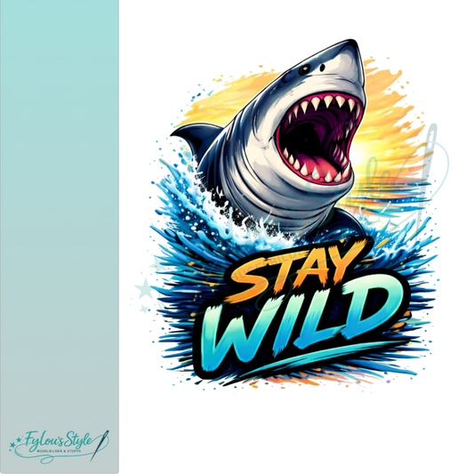 Bügelbild Stay Wild Shark Ocean