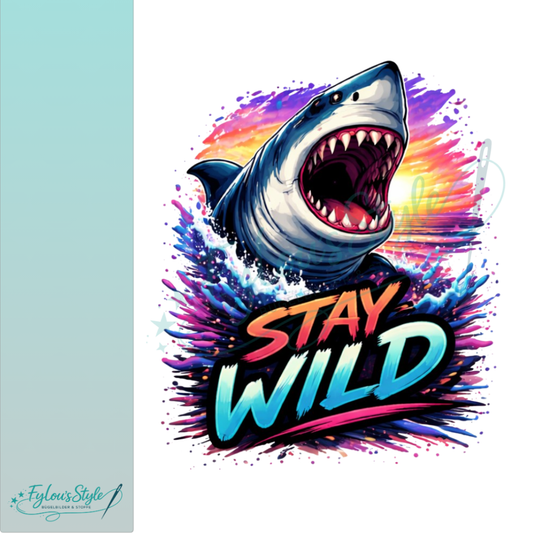 Bügelbild Stay Wild Shark Pink