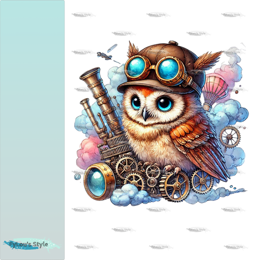 Bügelbild Steampunk Baby Eule #1