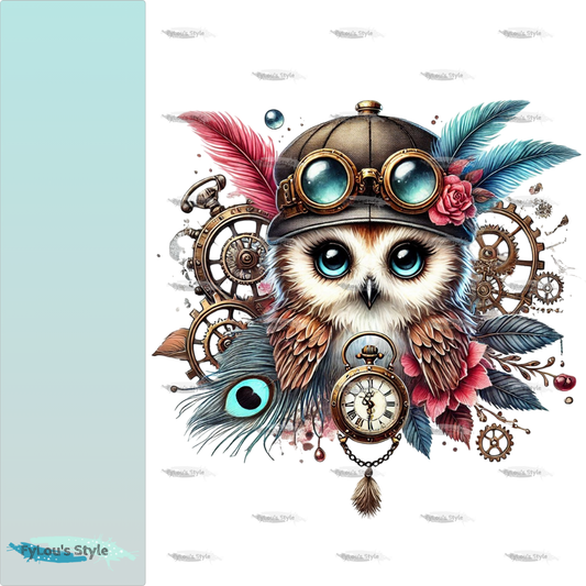 Bügelbild Steampunk Baby Eule #2