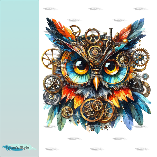 Bügelbild Steampunk Eule #1