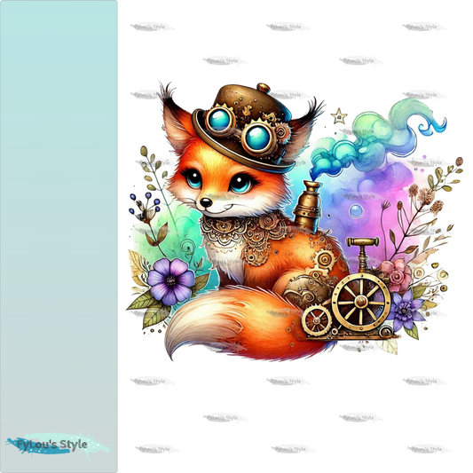 Bügelbild Steampunk Fuchs #1