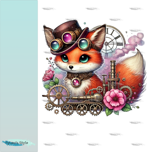 Bügelbild Steampunk Fuchs #2
