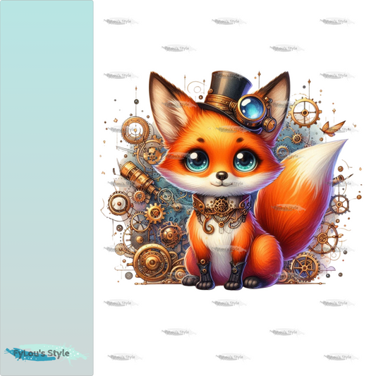Bügelbild Steampunk Fuchs #3