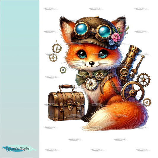 Bügelbild Steampunk Fuchs #4