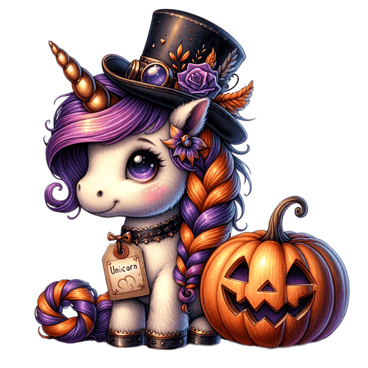 Bügelbild Steampunk Halloween Einhorn #1