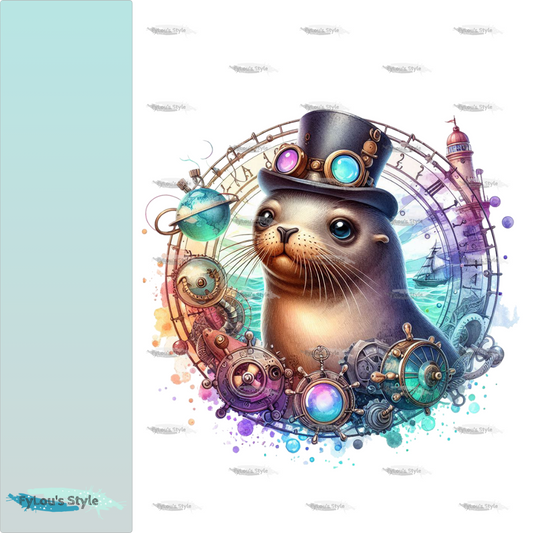 Bügelbild Steampunk Robbe #1 Fylou's Style