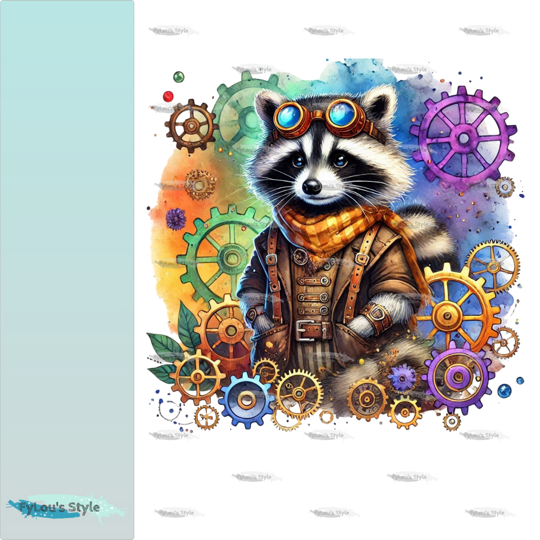 Bügelbild Steampunk Waschbär #5 Fylou's Style