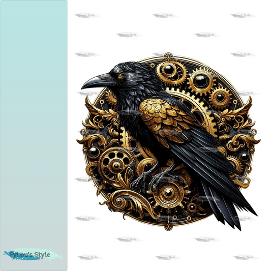 Bügelbild Steampunk Gold Armor Krähe #3