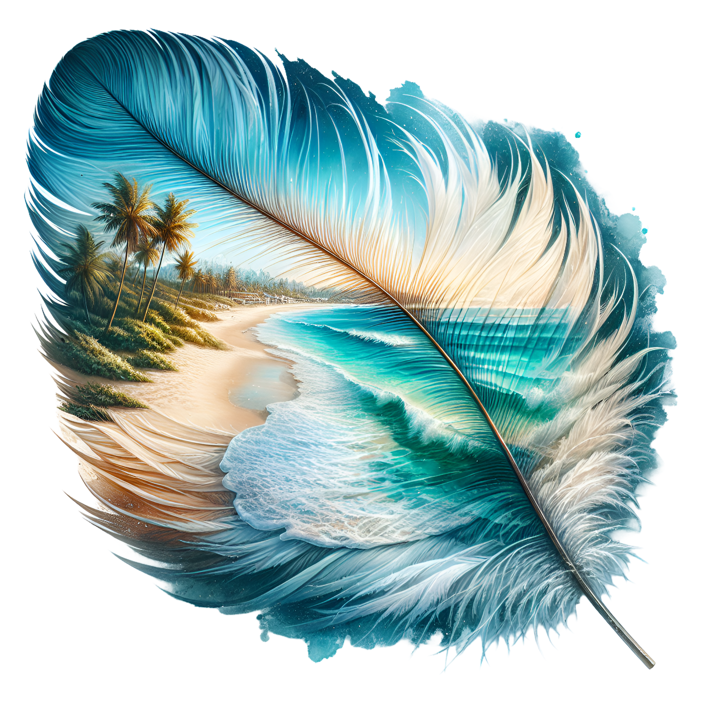 Bügelbild Strand Feder