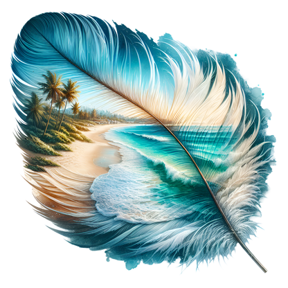 Bügelbild Strand Feder