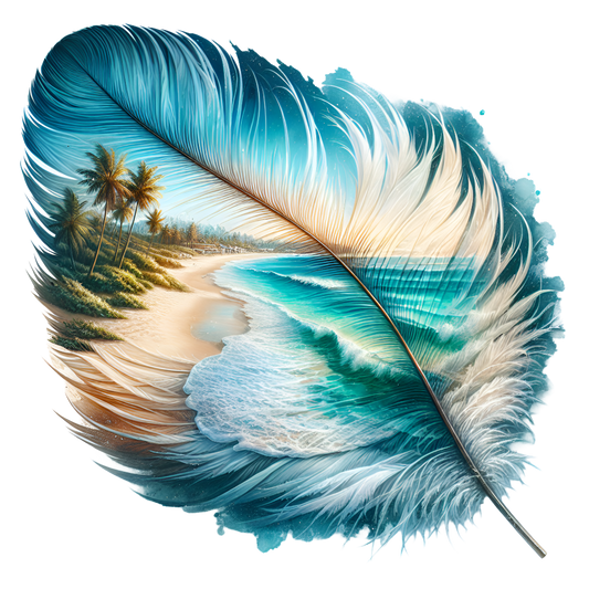 Bügelbild Strand Feder
