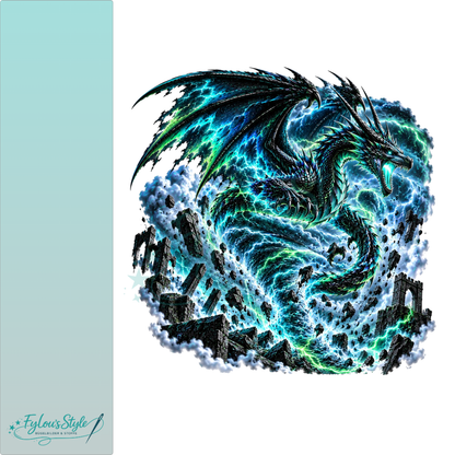 Bügelbild Sturmwächter Drache im Wirbelsturm
