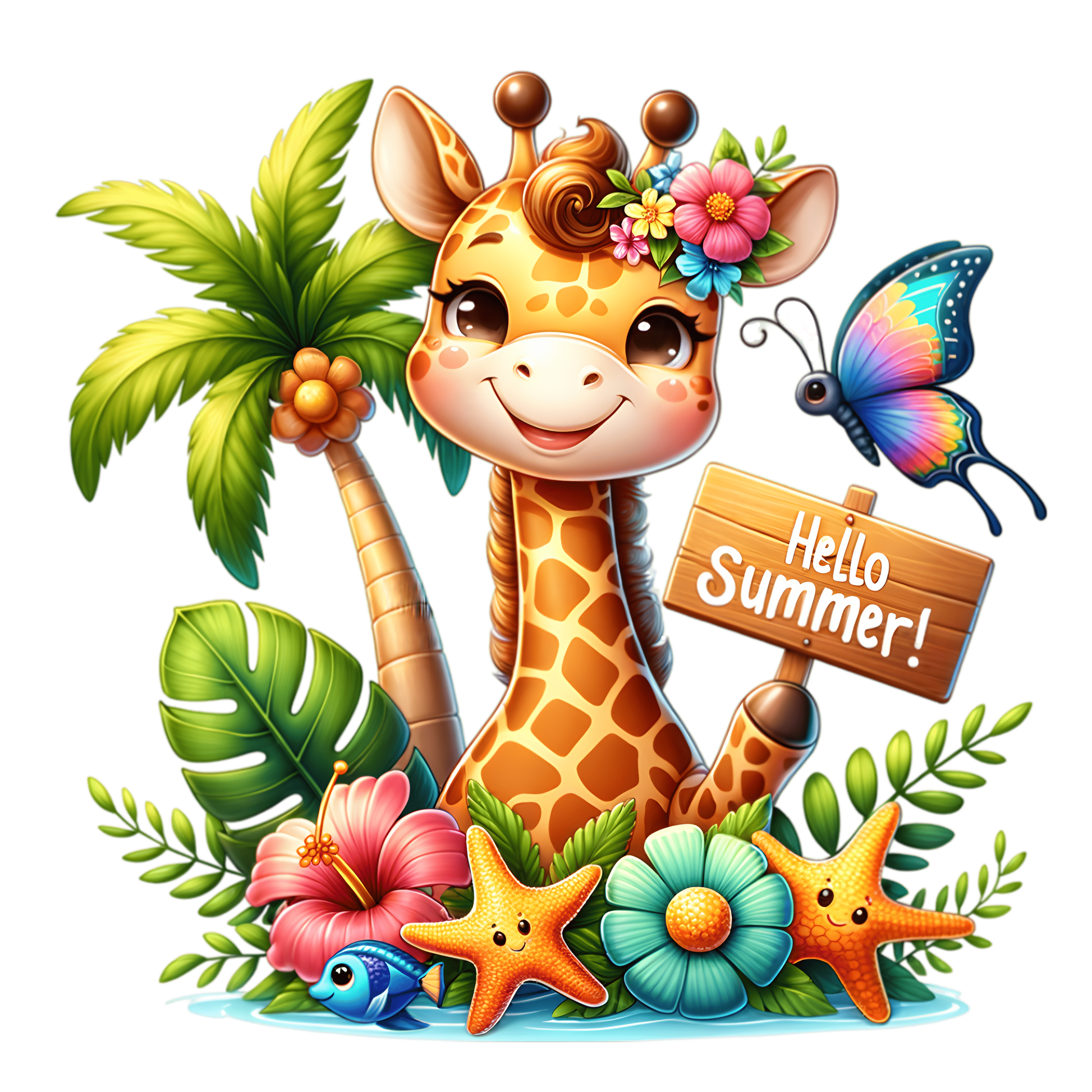 Bügelbild Hallo Sommer Giraffe Fylou's Style