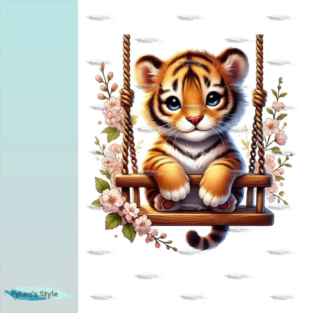 Bügelbild Tiger auf Schaukel #1 Fylou's Style