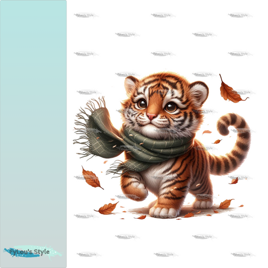 Bügelbild Tiger mit Blättern #1