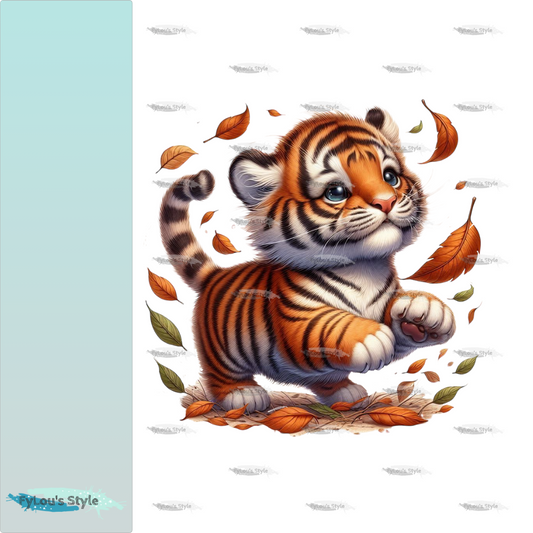 Bügelbild Tiger mit Blättern #2
