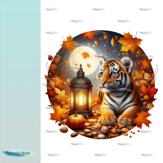 Bügelbild Tiger mit Laterne