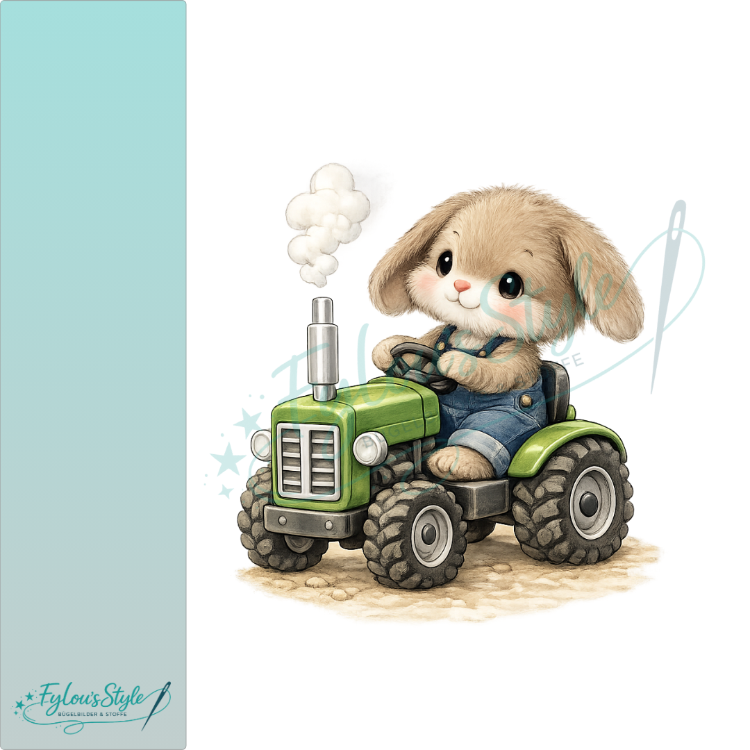 Bügelbild Traktorhase