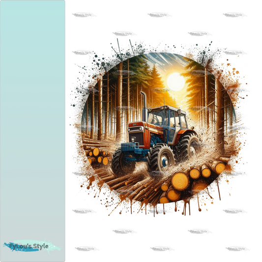 Bügelbild Traktor im Wald #2
