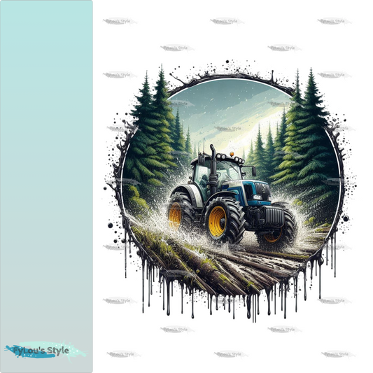 Bügelbild Traktor im Wald #3