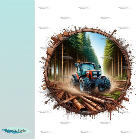 Bügelbild Traktor im Wald #4
