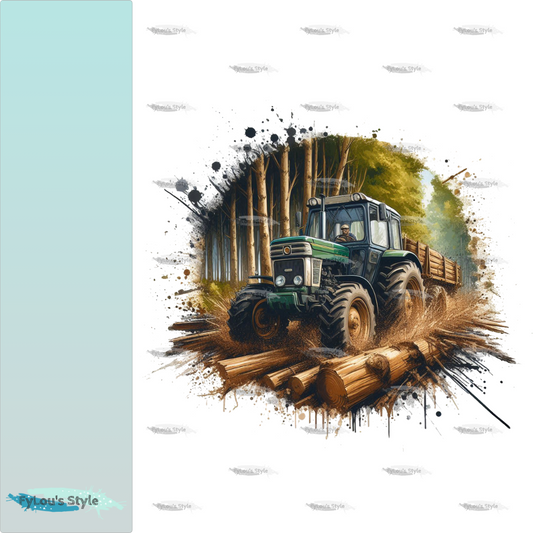Bügelbild Traktor im Wald #6
