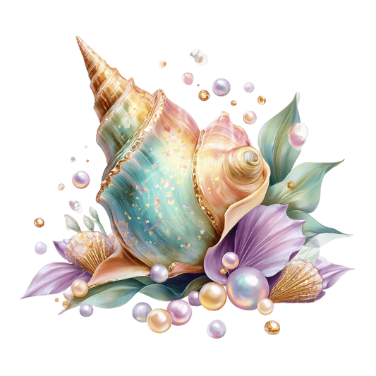 Bügelbild  Unterwasserwelt Pastel Muschel