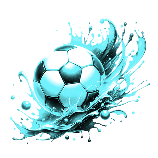 Bügelbild Neon Aqua Splash Fussball