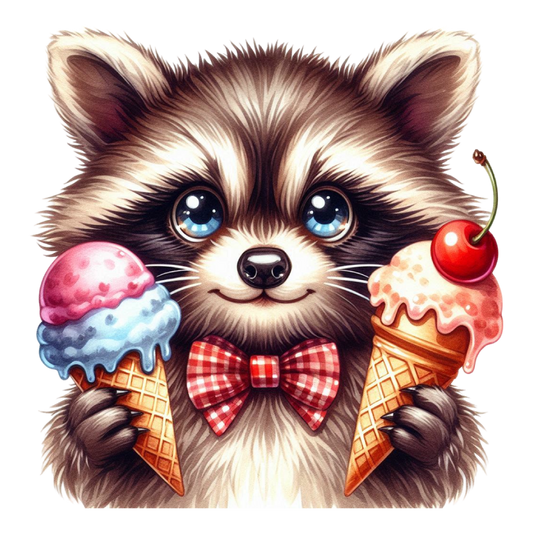 Bügelbild Waschbär isst Eis #1 Fylou's Style