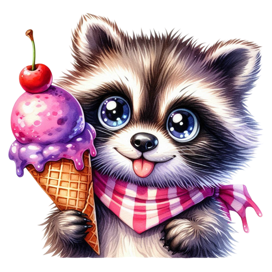 Bügelbild Waschbär isst Eis #2 Fylou's Style