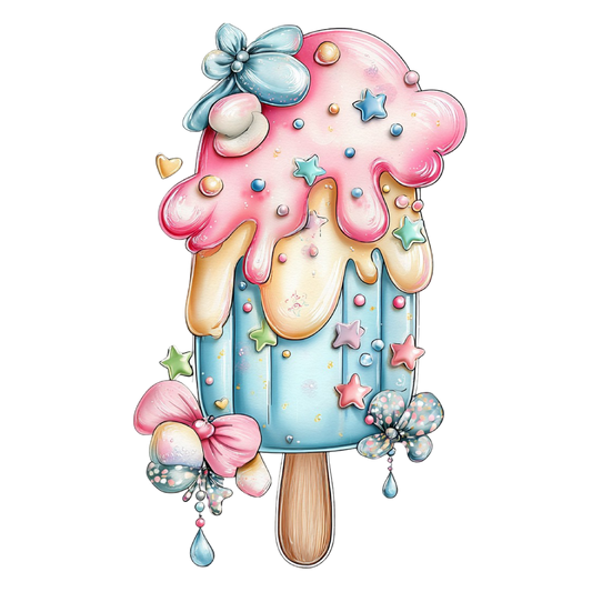 Bügelbild Watercolor Blue Eiscreme #2