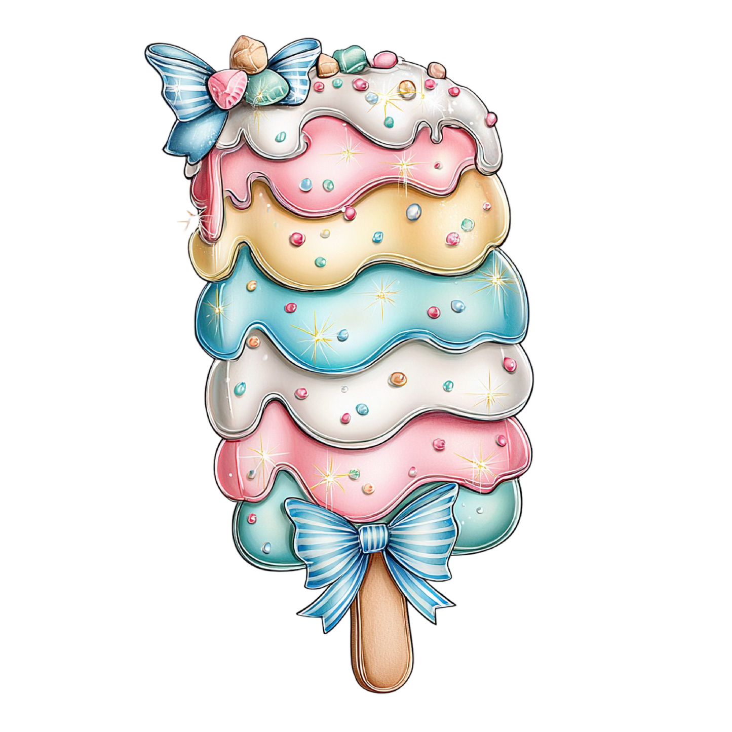 Bügelbild Watercolor Blue Eiscreme #3