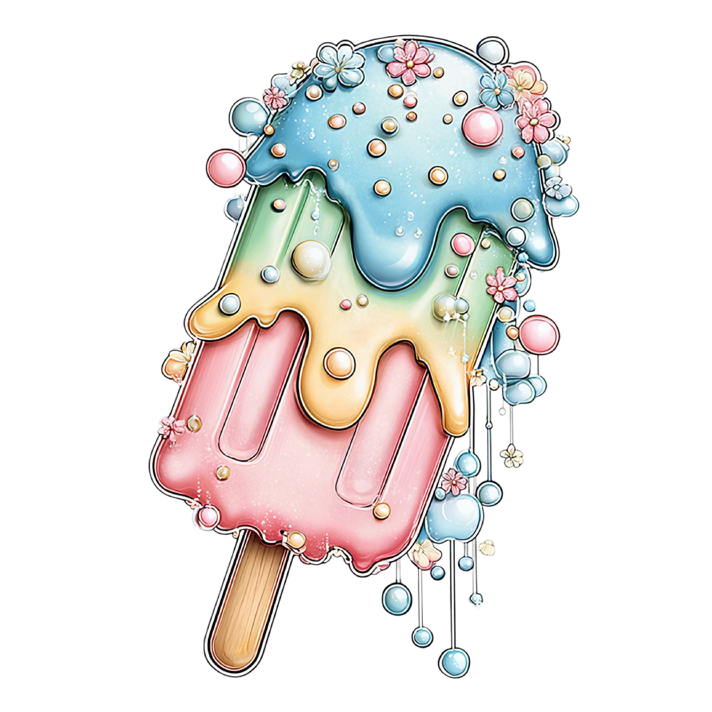 Bügelbild Watercolor Blue Eiscreme #6