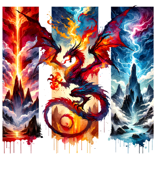 Bügelbild Streifen Motivwelt "Watercolar Drache"