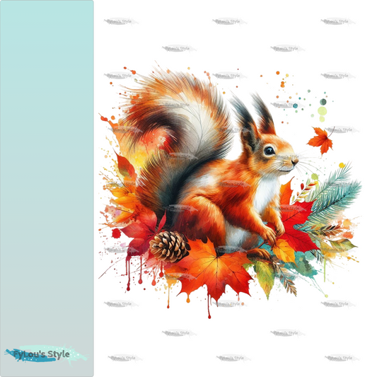 Bügelbild Watercolor Herbst Eichhörnchen