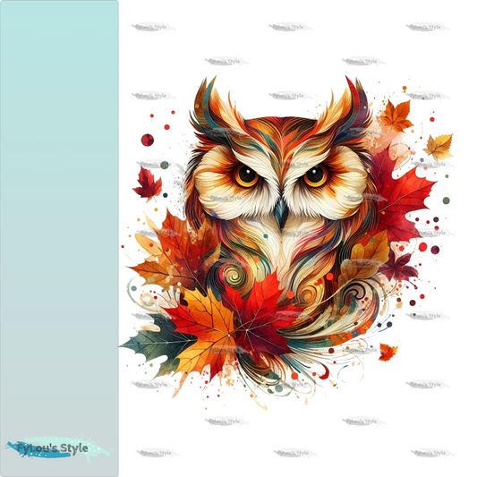 Bügelbild Watercolor Herbst  Eule #3