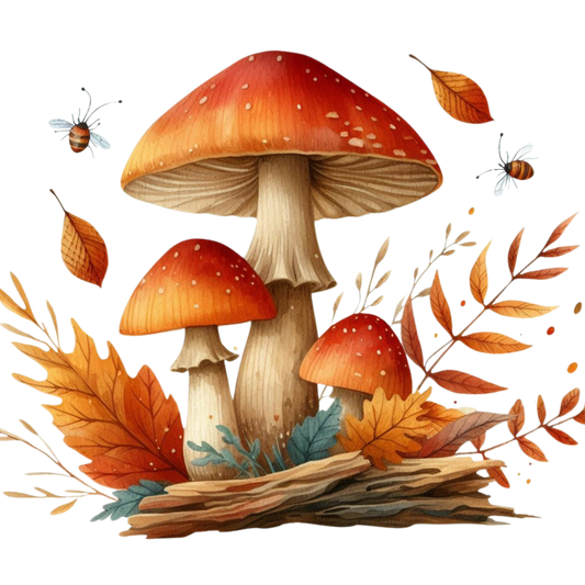 Bügelbild Watercolor Herbst Fliegenpilze