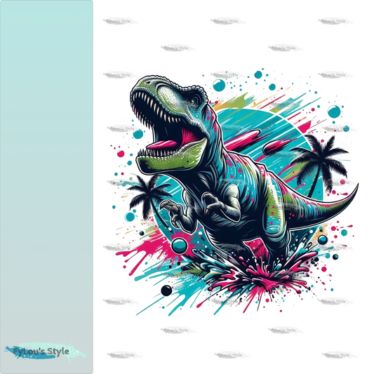 Bügelbild Watercolor Paradies T-Rex Fylou's Style