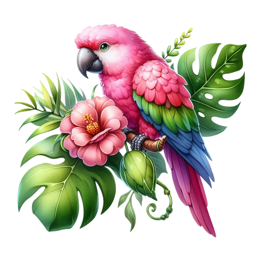 Bügelbild Watercolor Pink Green Sommer  #9