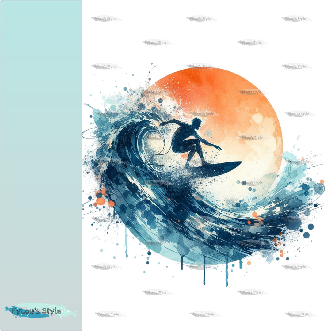 Bügelbild Watercolor Surfer#2 Fylou's Style